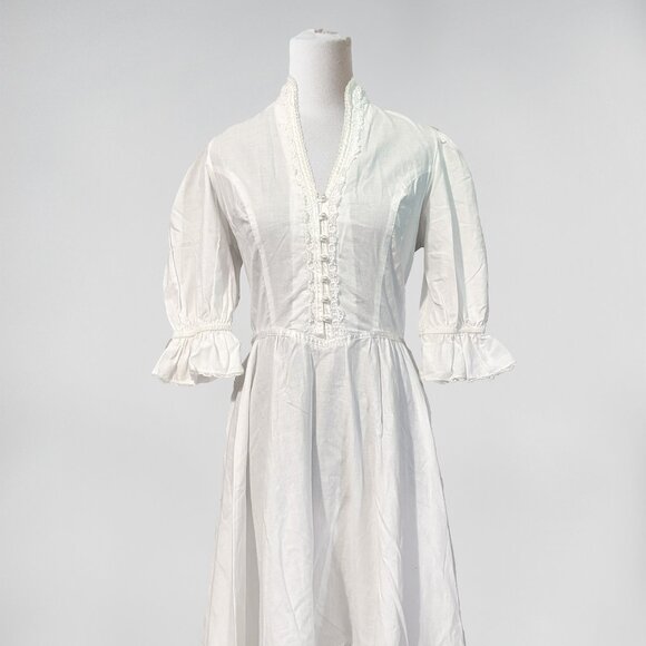 Gunne Sax White Midi Dress - Picture 1 of 8